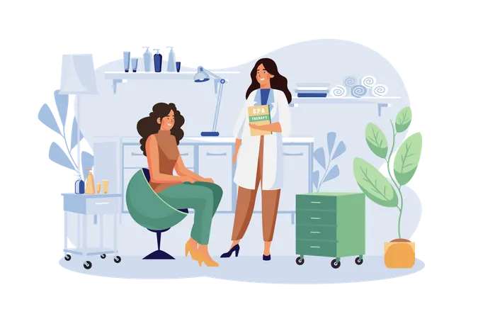 Customers Receiving Services in Spa Salons  Illustration