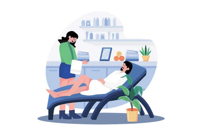 Customers Receiving Services in Spa Salons  Illustration