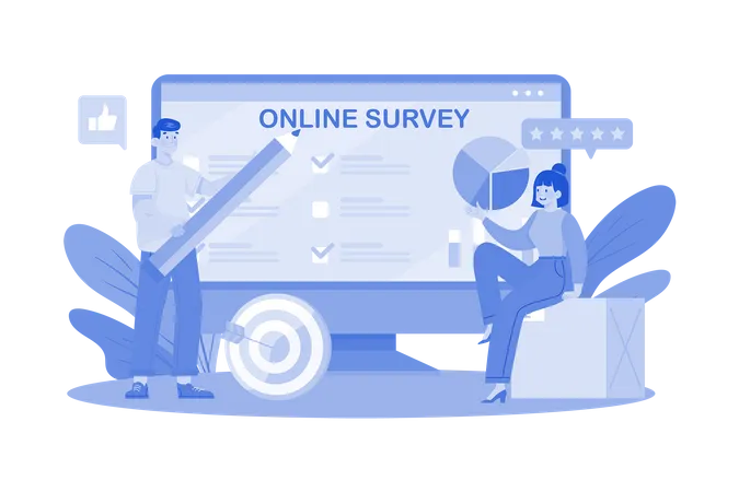 Customers share opinions in survey questionnaire  Illustration