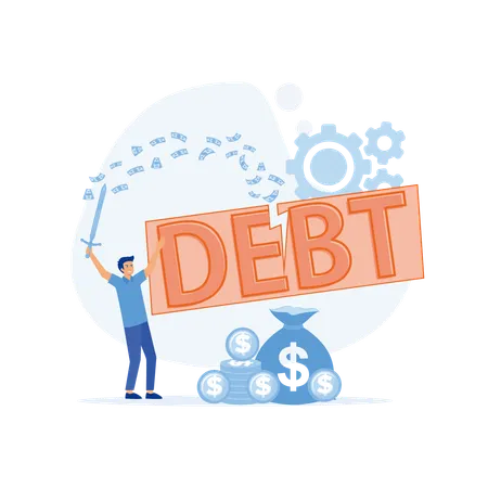 Cut debt banner  Illustration