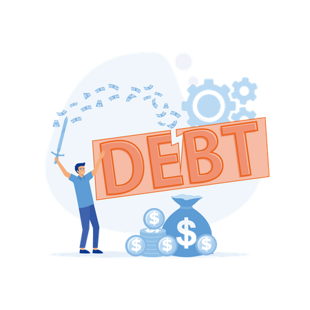 Cut debt banner  Illustration