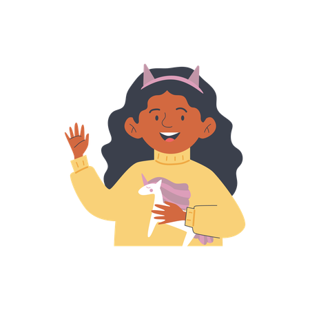 Cute African American girl half-length  Illustration