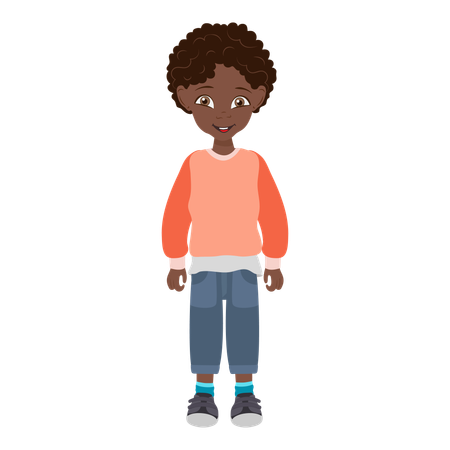 Cute African American Kid Boy  Illustration