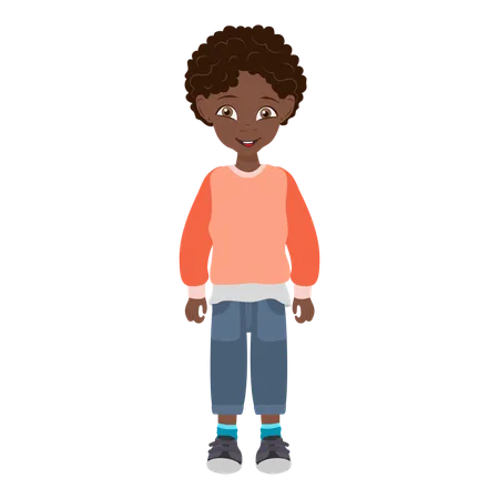 Cute African American Kid Boy  Illustration