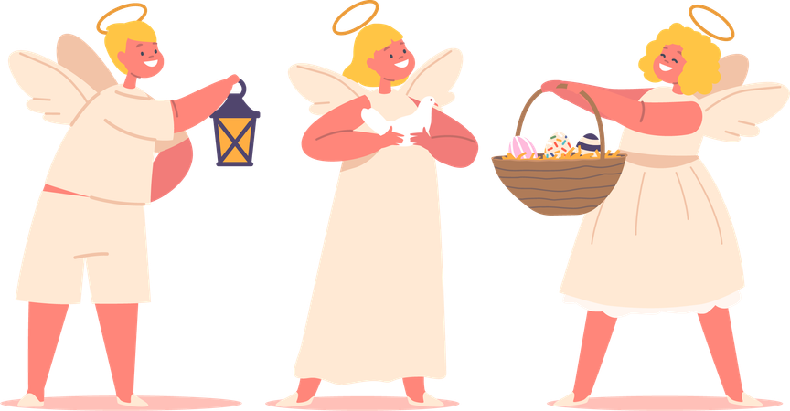 Cute Angel celebrate Easter  Illustration