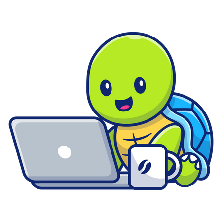 Cute animal using laptop  Illustration