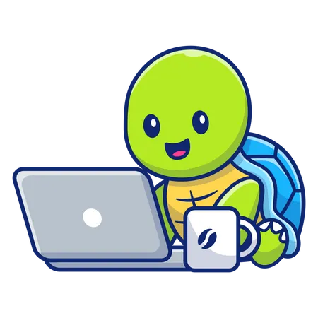 Cute animal using laptop  Illustration