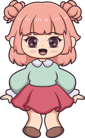 Cute Anime Girl Character  Illustration