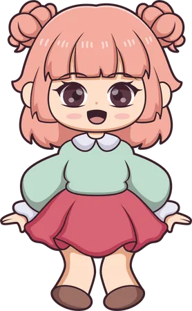 Cute Anime Girl Character  Illustration
