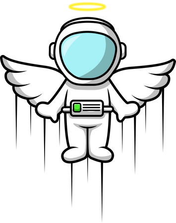 Cute Astronaut Angel Flying Illustration
