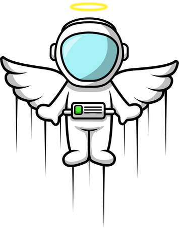 Cute Astronaut Angel Flying  Illustration