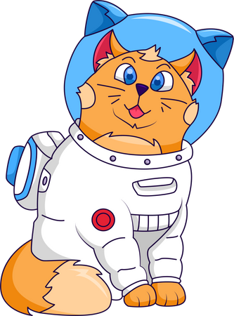 Cute Astronaut Cat  Illustration