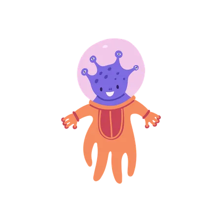 Cute astronaut from alien space  Illustration