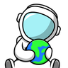 cute astronaut holding earth illustration