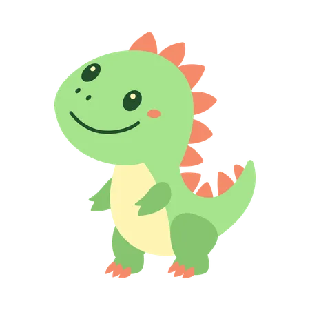 Cute Baby Dino Dinosaur Animal Mascot Character with Smile Expression  Illustration