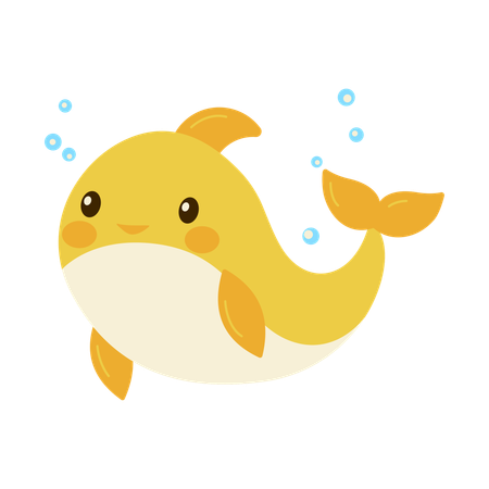 Cute Baby Dolphin Swimming In Sea  Illustration