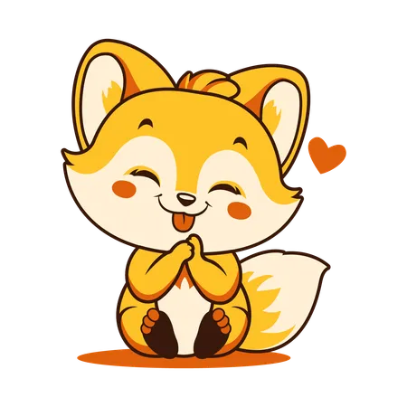 Cute Baby Fox Animal Mascot  Illustration