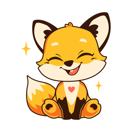 Cute Baby Fox Animal Mascot  Illustration