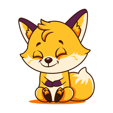 Cute Baby Fox Animal Mascot  Illustration