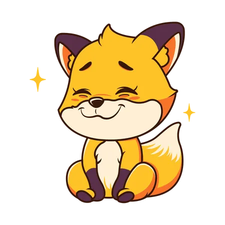 Cute Baby Fox Animal Mascot  Illustration