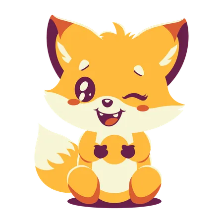 Cute Baby Fox Eating Biscuit  Illustration