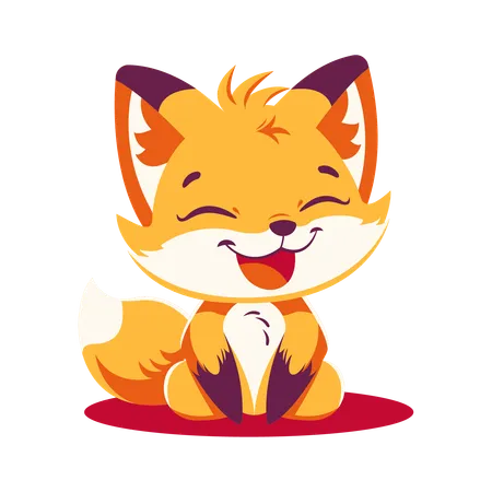 Cute Baby Fox Sitting  Illustration