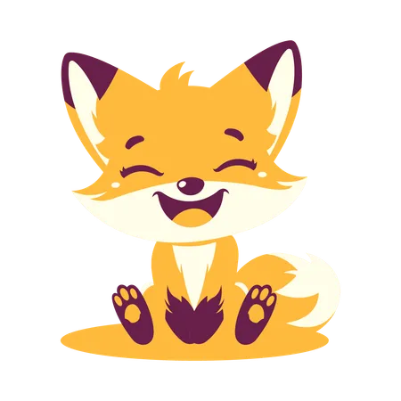 Cute Baby Fox Sitting  Illustration