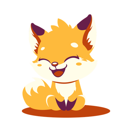 Cute Baby Fox Sitting  Illustration