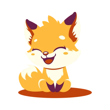 Cute Baby Fox Sitting  Illustration