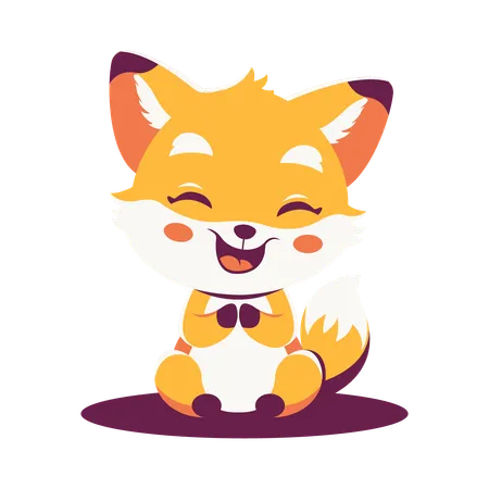 Cute Baby Fox Sitting  Illustration