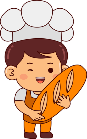 Cute baker with bread  Illustration