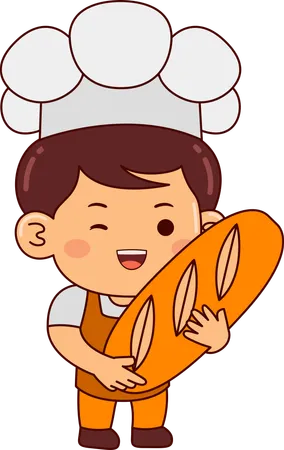 Cute baker with bread  Illustration