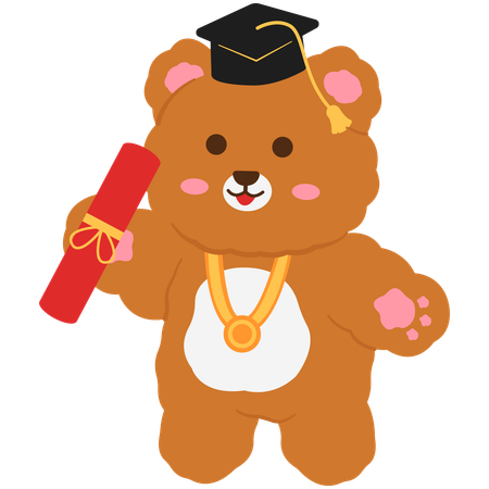 Cute bear celebrating graduation day  Illustration