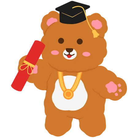 Cute bear celebrating graduation day  Illustration