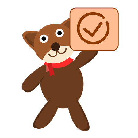 Cute Bear Holding Correct Checkmark Box  Illustration