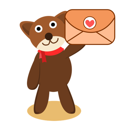Cute Bear Holding Envelope Mail  Illustration