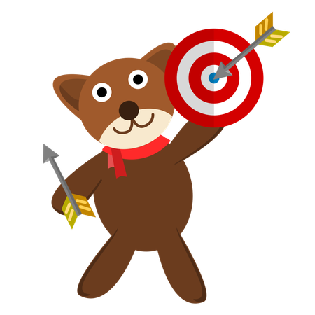 Cute Bear Holding Target and Arrow  Illustration