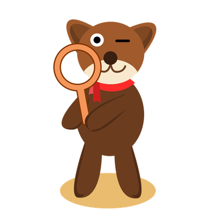 Cute Bear Holding Zoom Magnifier  Illustration