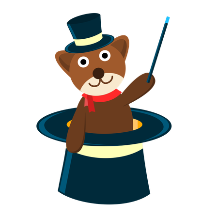 Cute Bear Magician  Illustration