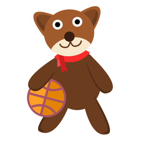 Cute Bear Play Basketball  Illustration