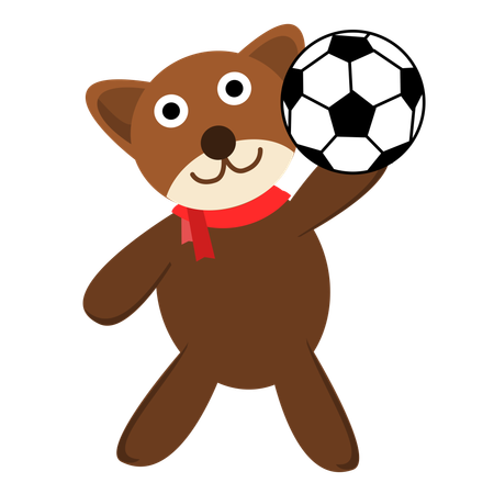 Cute Bear Play Football  Illustration