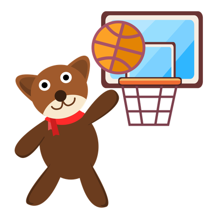 Cute Bear Playing Basketball  Illustration