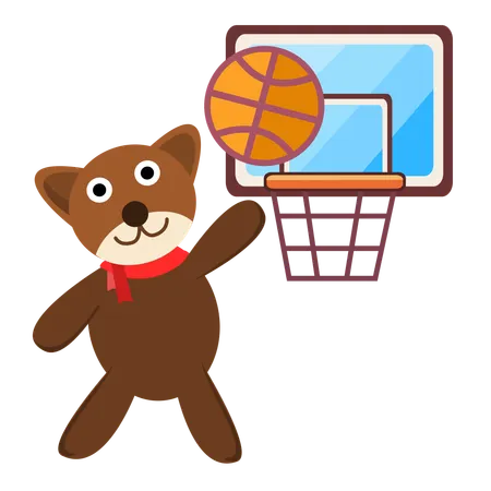 Cute Bear Playing Basketball  Illustration