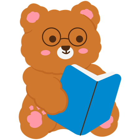 Cute bear reading book  Illustration