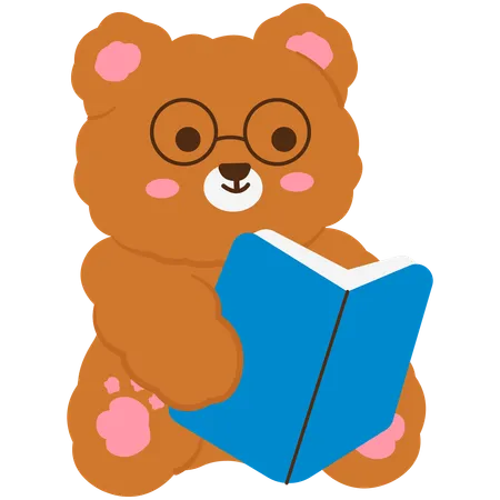 Cute bear reading book  Illustration