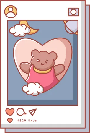 Cute Bear Social Media Post  Illustration