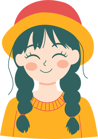 Cute Beautiful Girl  Wearing Hat and Warm Clothes  Illustration