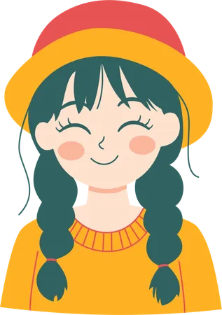 Cute Beautiful Girl  Wearing Hat and Warm Clothes  Illustration