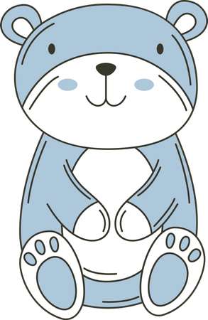 Cute Blue Bear Animal  Illustration