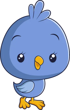 Cute Blue Bird Character  Illustration